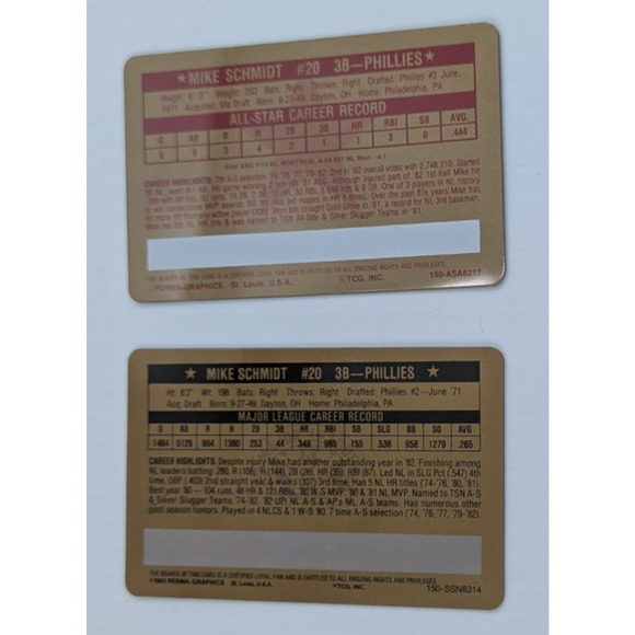 Mike Schmidt Philadelphia Phillies Credit Card Assorted Lot of 8 - Picture 3 of 9